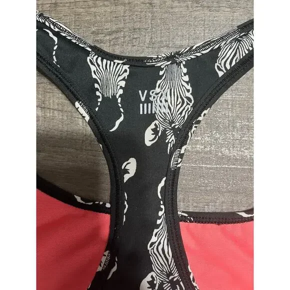 Victoria's Secret VSX Racerback Sports Bra, Black and Pink Zebra, Size S - Picture 2 of 8